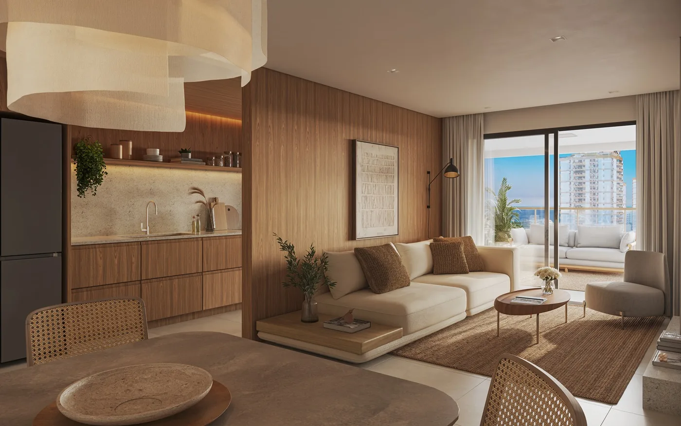 Living de apartamento de 4 suítes do Kronos by Tegra